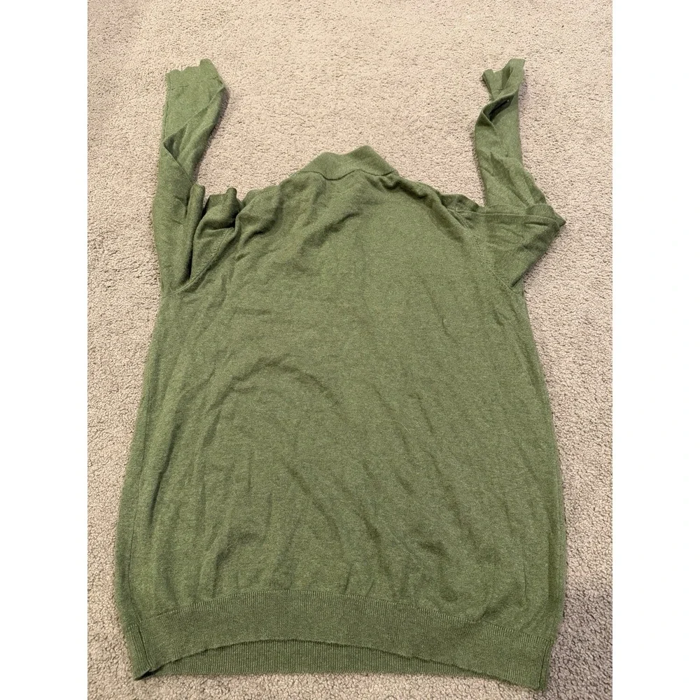 Paul Fredrick Quarter Zip Sweater Mens Size XLT Long Sleeve Pima Cotton Green‎